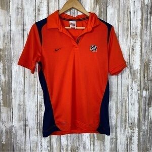 Nike Auburn Tigers Polo Shirt Mens Medium Orange Navy Dri Fit NCAA